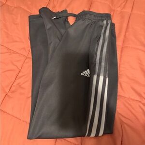 Adidas Kids Charcoal Joggers with White Stripes